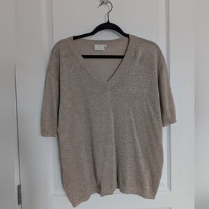 KAFFE Shimmering Gold V-Neck Sweater